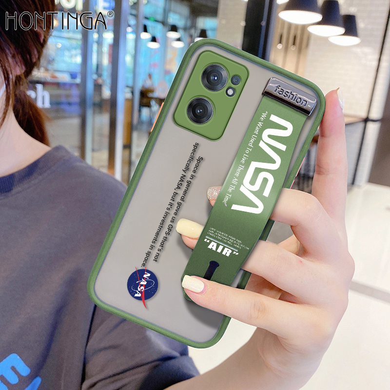 (With Wristband) Hontinga Casing Case For OnePlus Nord CE 2 5G Case Shockproof NASA Phone Case Soft Edge Full Lens Protection Camera Protector Back Cover Casing Hard Case For Boys For Grils