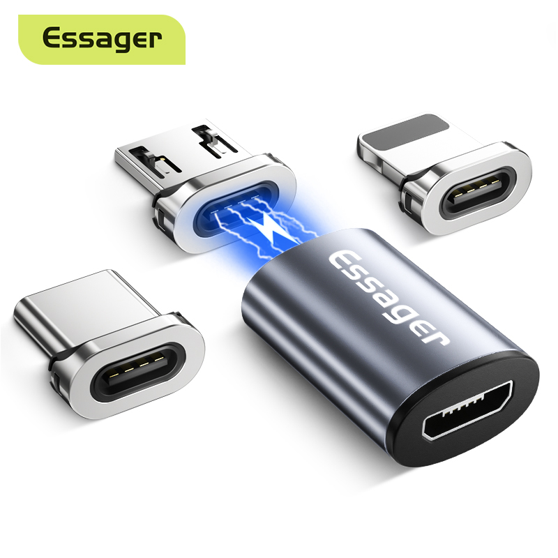 Essager Magnetic Micro USB Adapter Compatible with iPhone Samsung Xiaomi Micro USB Female To Type C Male Cable Magnet Converters Connector