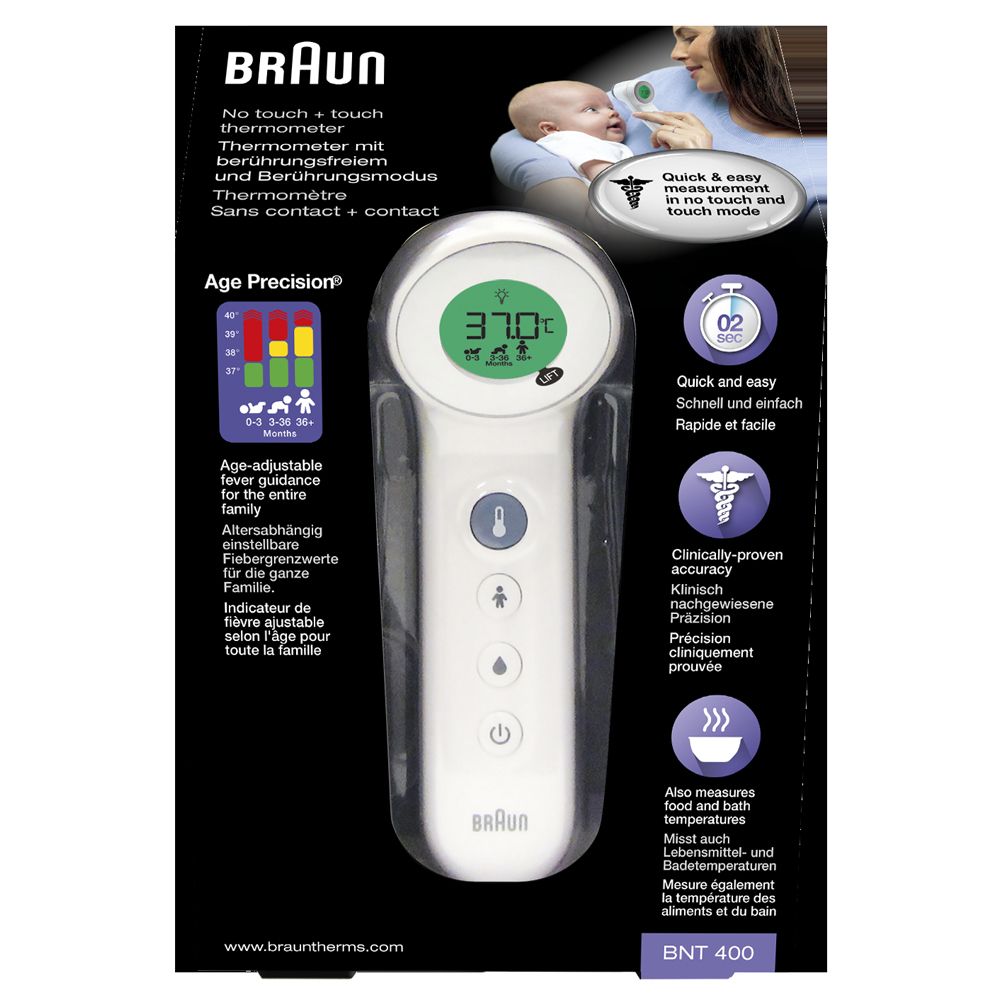 Braun BNT400 No touch + Touch Thermometer with Age Precision