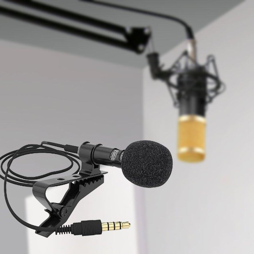 E-ERA Mini Microphone Condenser Clip-on Lapel Lavalier Mic Wired for Phone Laptop