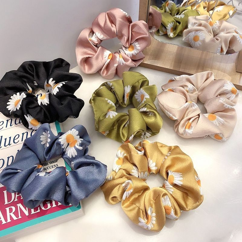 FAITOLAGI fashion Women Daisy Printed hair rings Silk Stain Korean style Elastic Scrunchie