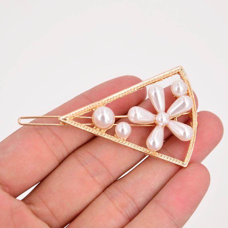 Fashion Women Pearl Hair Clips Geometric Hairpins Barrettes Headwear Gold Alloy Girls Elegant Hairpins Female Hair Accessories