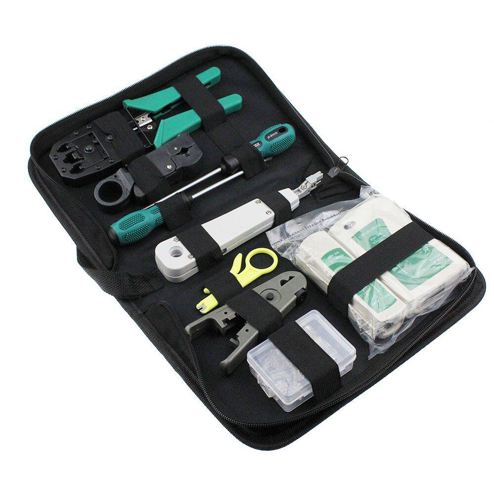 P9YN2 Crimping LAN RJ45 Ethernet Repair Tool LAN Cable 12pcs set Clamp Crimp Tester Set Network Tool Pliers Kit Crimper
