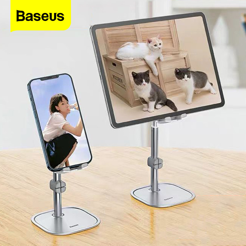 Baseus Adjustable Phone Holder for 3-10.5 inch Phone Metal Desktop Phone Stand for iPad Portable Phone Mount