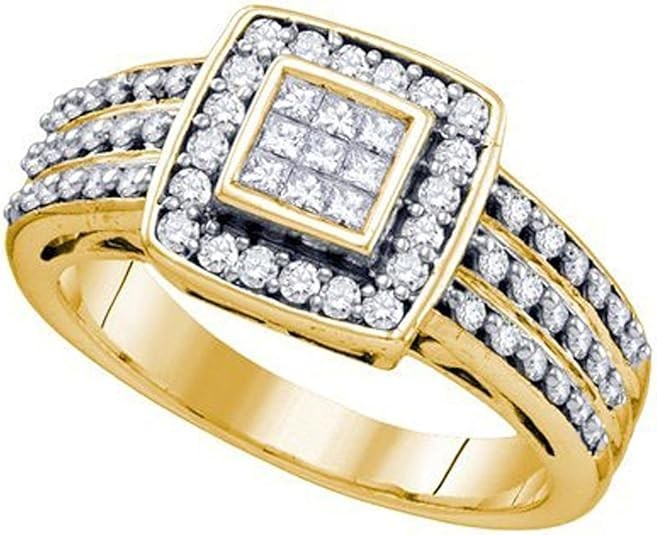 Dazzlingrock Collection 0.51 Carat (Cttw) 14K Round & Princess Diamond Invisible Engagement Ring 1/2 CT, Yellow Gold