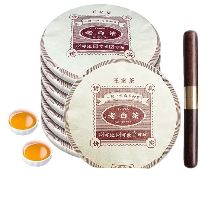 Chinese Natural Herbal Tea for Men Women - 1889 - 福鼎白茶叶寿眉太姥山日晒高山老白茶寿眉茶饼7片整提购2450g