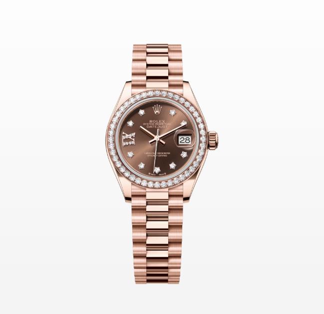 Rolex Lady-Datejust watch  Oyster, 28 mm, Everose gold and diamonds  Reference 279135RBR